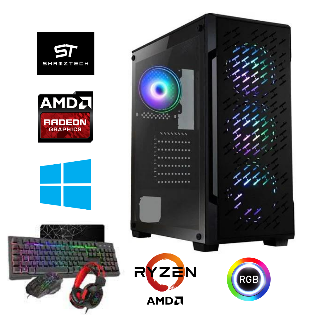 Ryzen 3 2200G, 8GB RAM, 1TB Storage, 128GB SSD Gaming PC - Black + Keyboard & Mouse Bundle (ST1103)