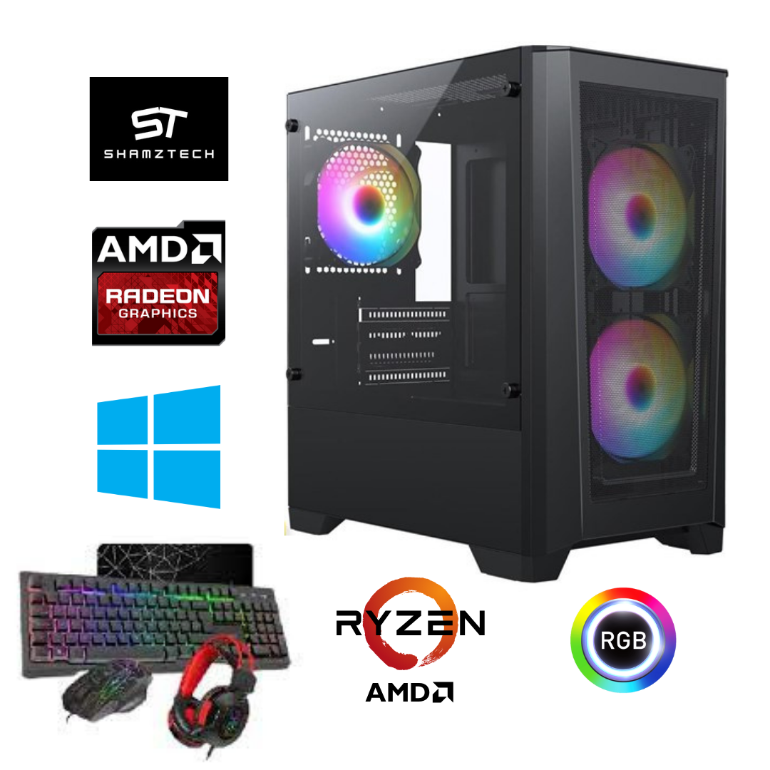 Ryzen 3 2200G, 8GB RAM, 1TB Storage, 128GB SSD Gaming PC - Black + Keyboard & Mouse Bundle (ST1105)