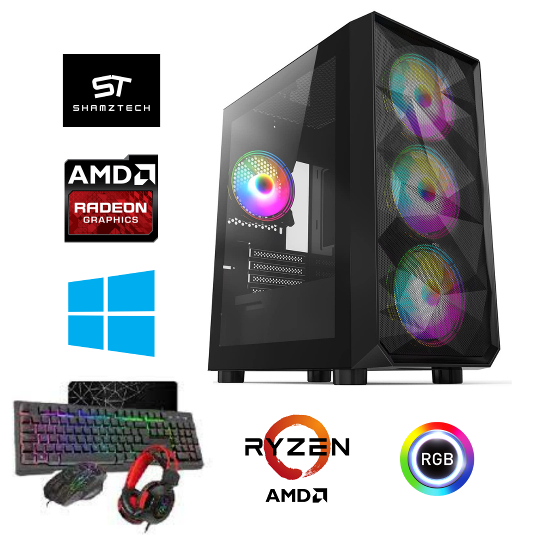 Ryzen 3 2200G, 8GB RAM, 1TB Storage, 128GB SSD Gaming PC - Black + Keyboard & Mouse Bundle (ST1106)