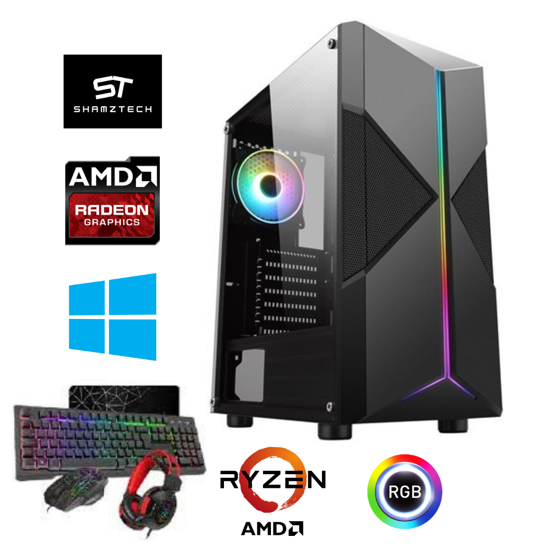 Ryzen 3 2200G, 8GB RAM, 1TB Storage, 128GB SSD Gaming PC - Black + Keyboard & Mouse Bundle (ST1120)