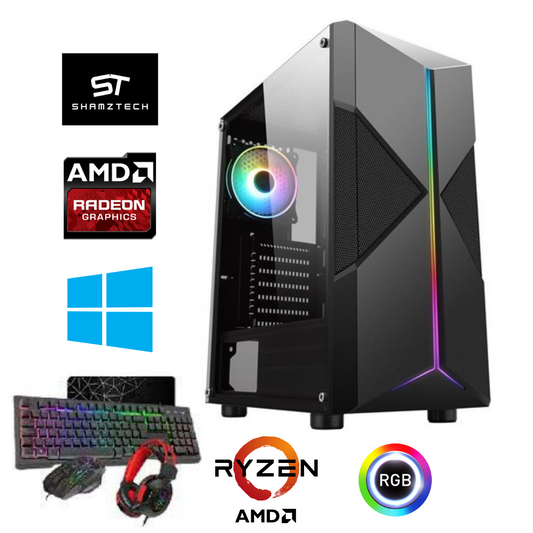 Ryzen 3 2200G, 8GB RAM, 1TB Storage, 128GB SSD Gaming PC - Black + Keyboard & Mouse Bundle (ST1120)