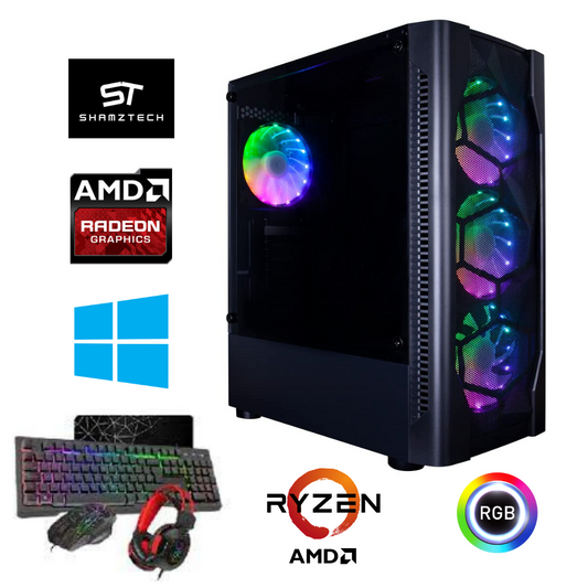 Ryzen 3 2200G, 8GB RAM, 1TB Storage, 128GB SSD Gaming PC - Black + Keyboard & Mouse Bundle (ST1104)