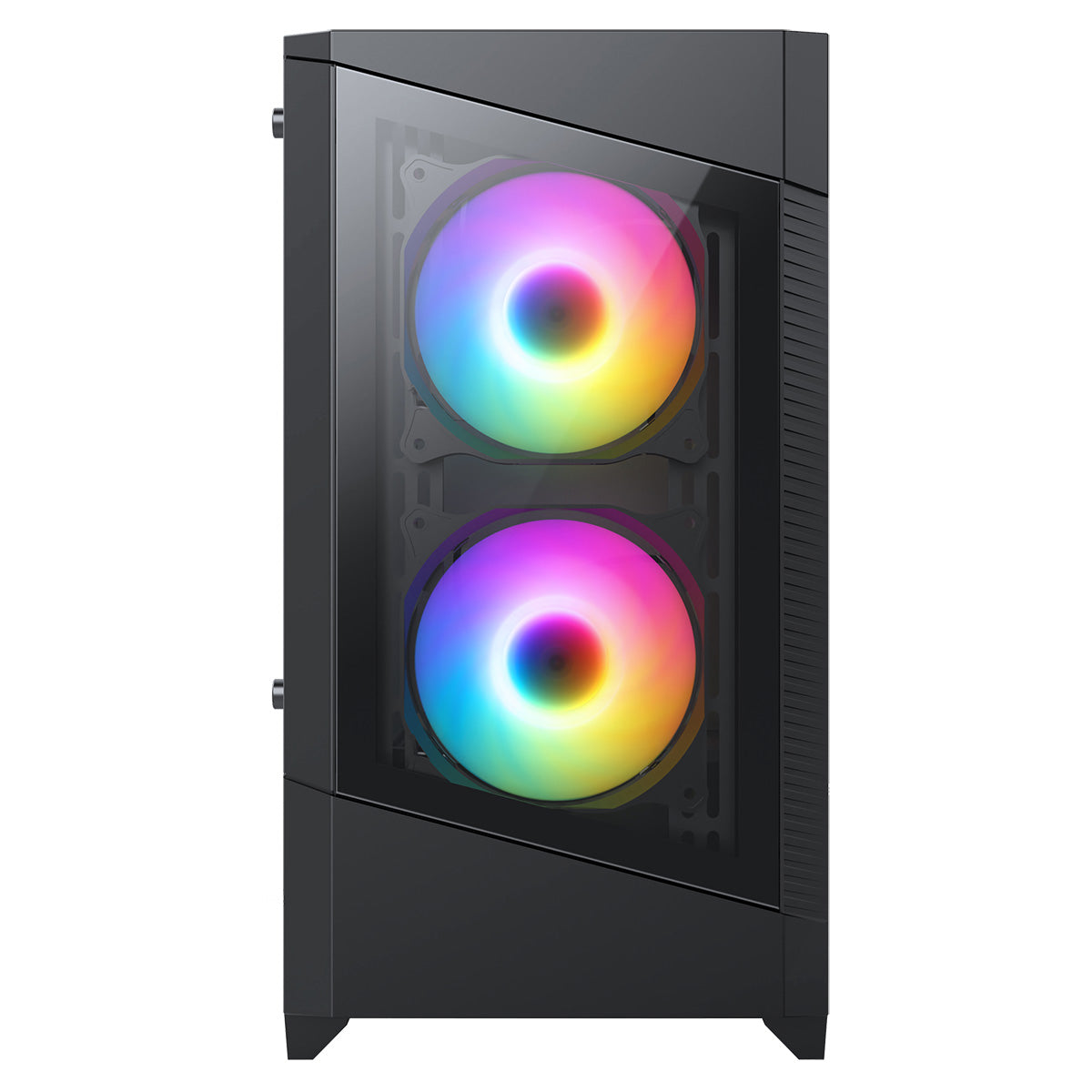 CiT Level 1 Black Micro-ATX PC Gaming Case with 3 RGB Rainbow Fans Included With Tempered Glass Front and Side Panel