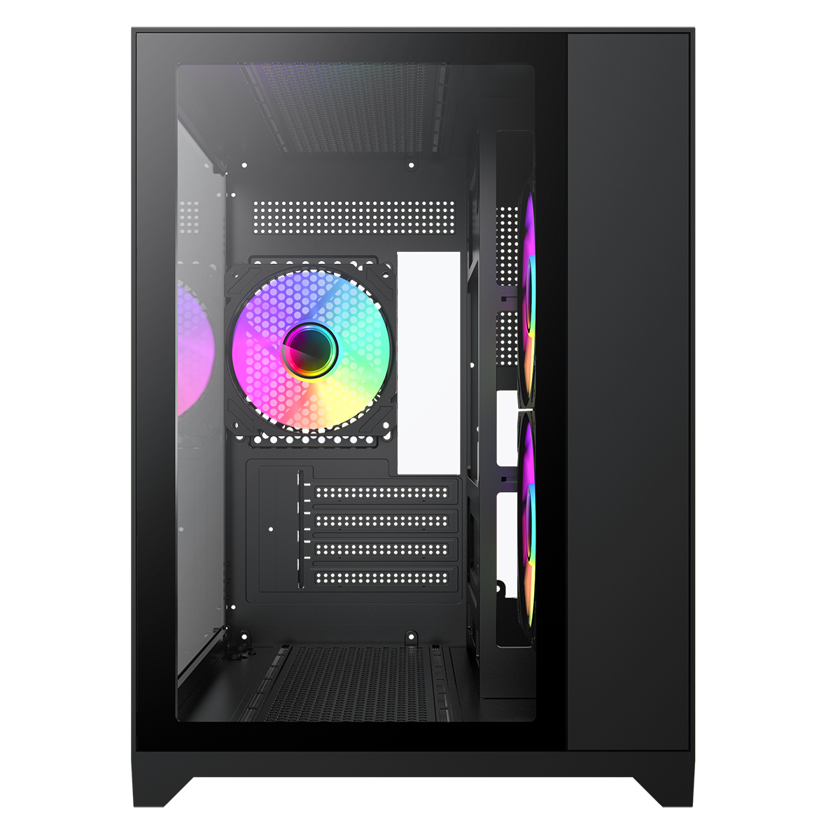 Infinity Mini Micro-ATX PC Black Gaming Case With 3 x FN-12 Rainbow-C9-Infinity Fans 6-Port Hub With Tempered Glass Side Panel